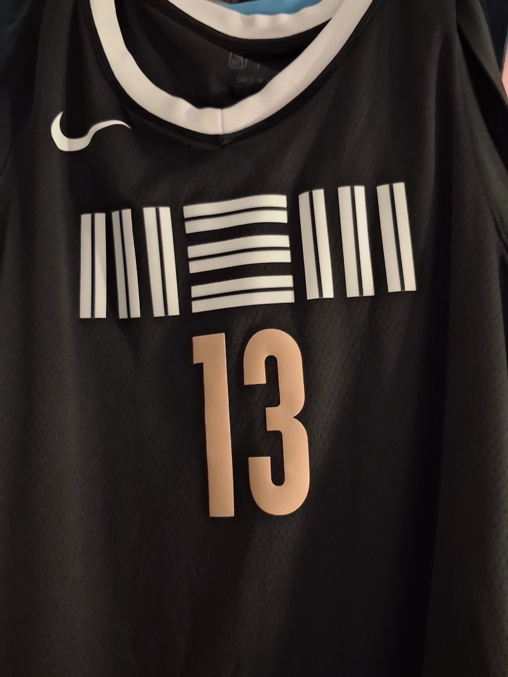 Nike Black Memphis Basketball Jersey with Gold Number 13 Jaren Jackson Jr